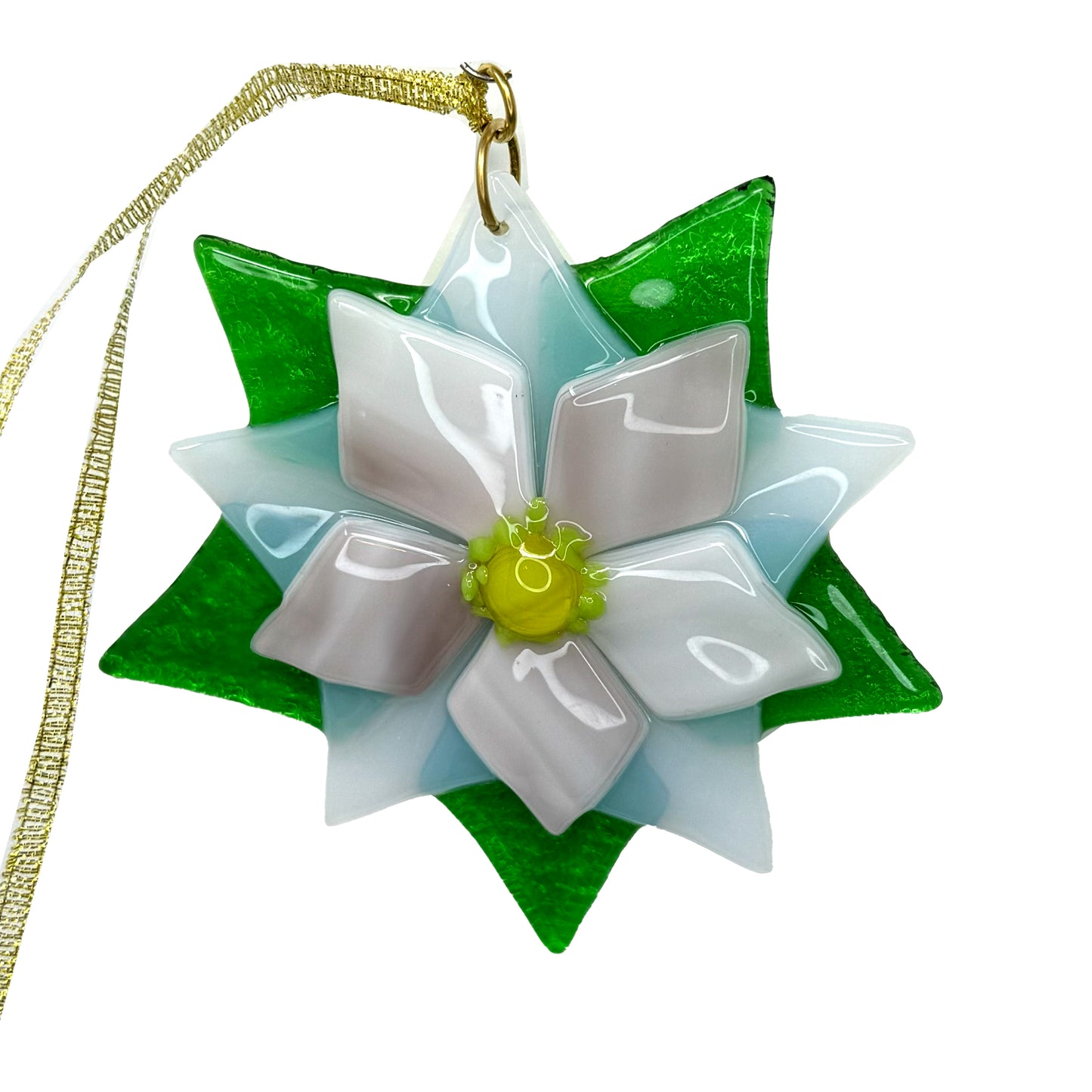Handmade Glass Ornament - Poinsettia