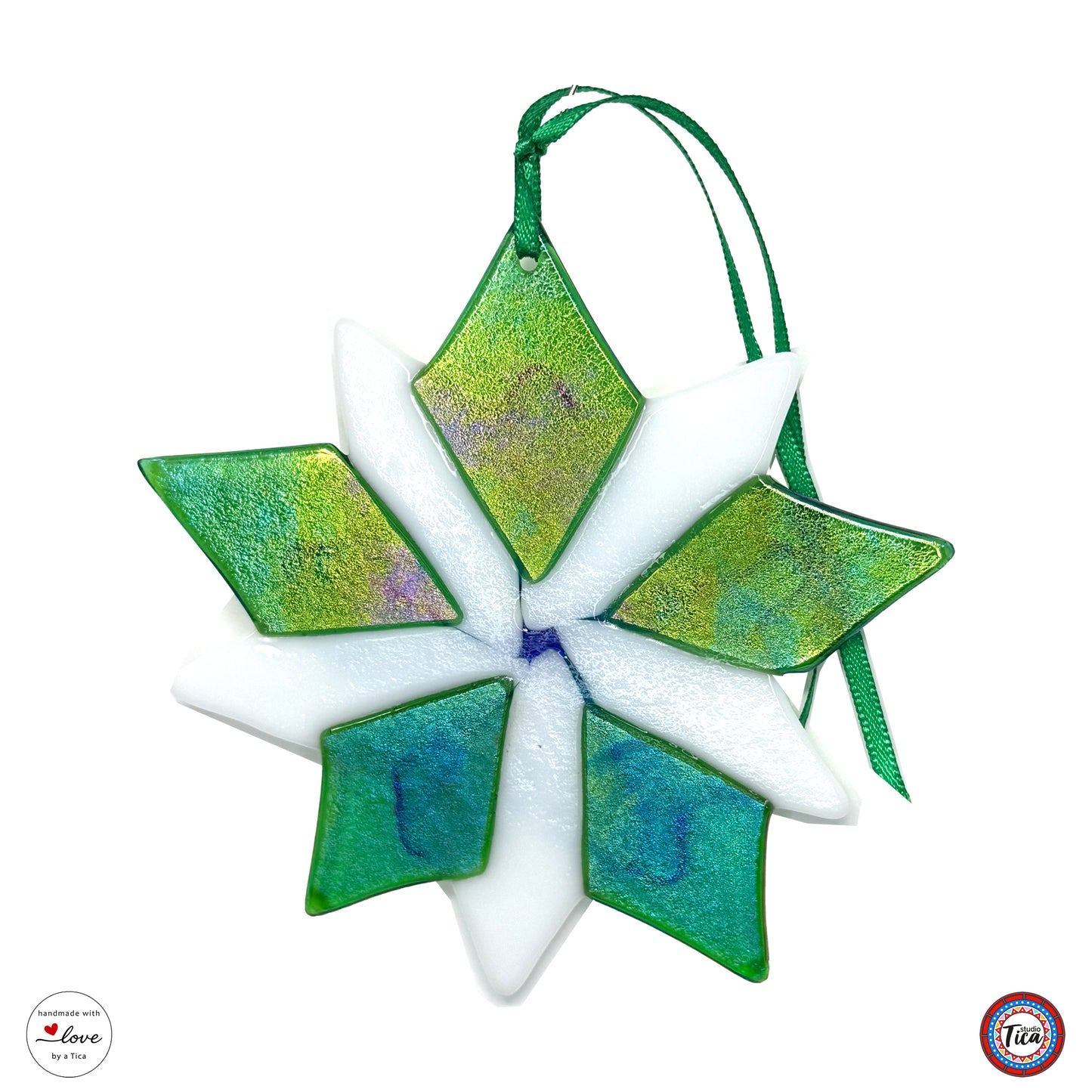 Handmade Glass Ornament - Poinsettia