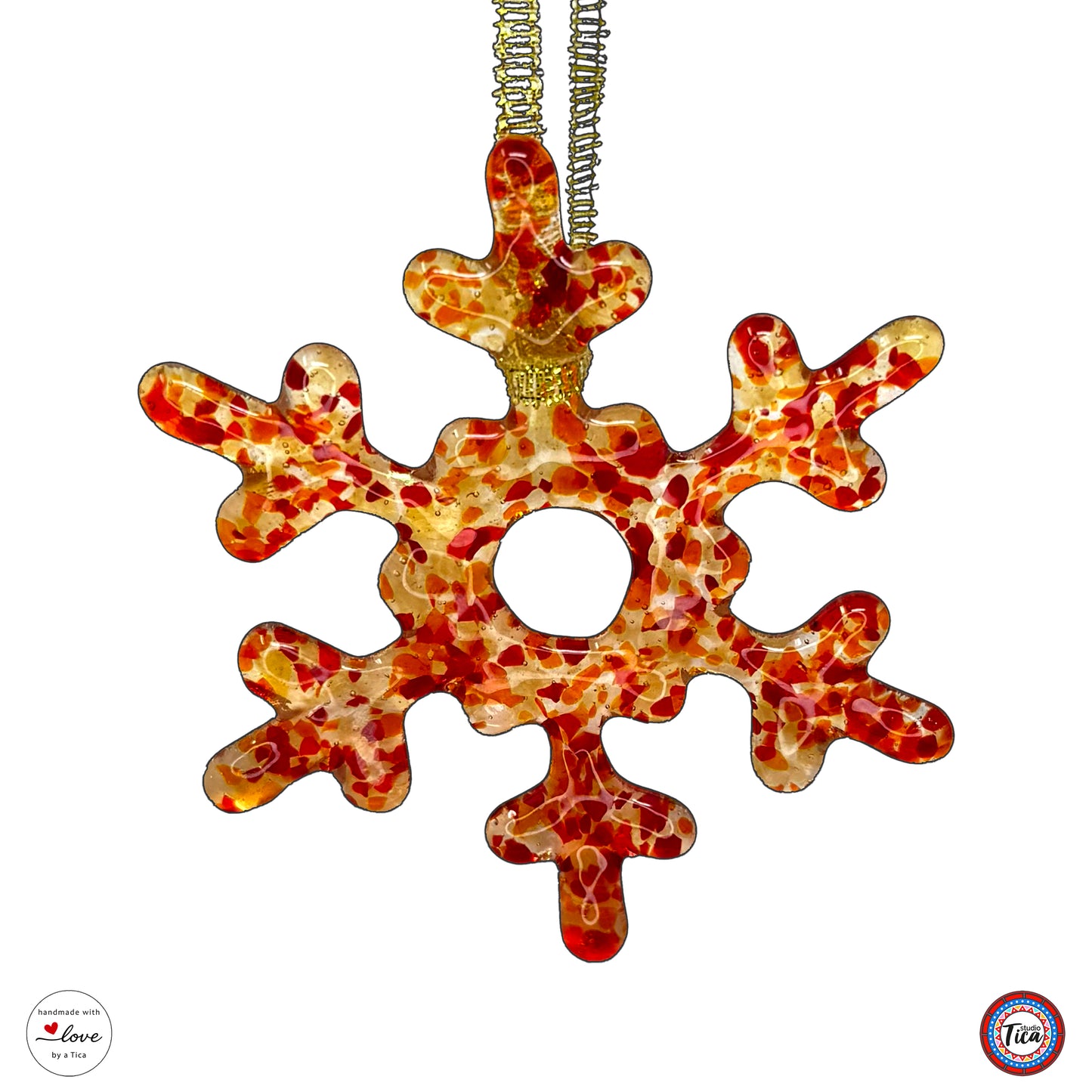 Handmade Glass Snowflake - Rim of Fire - by studioTica