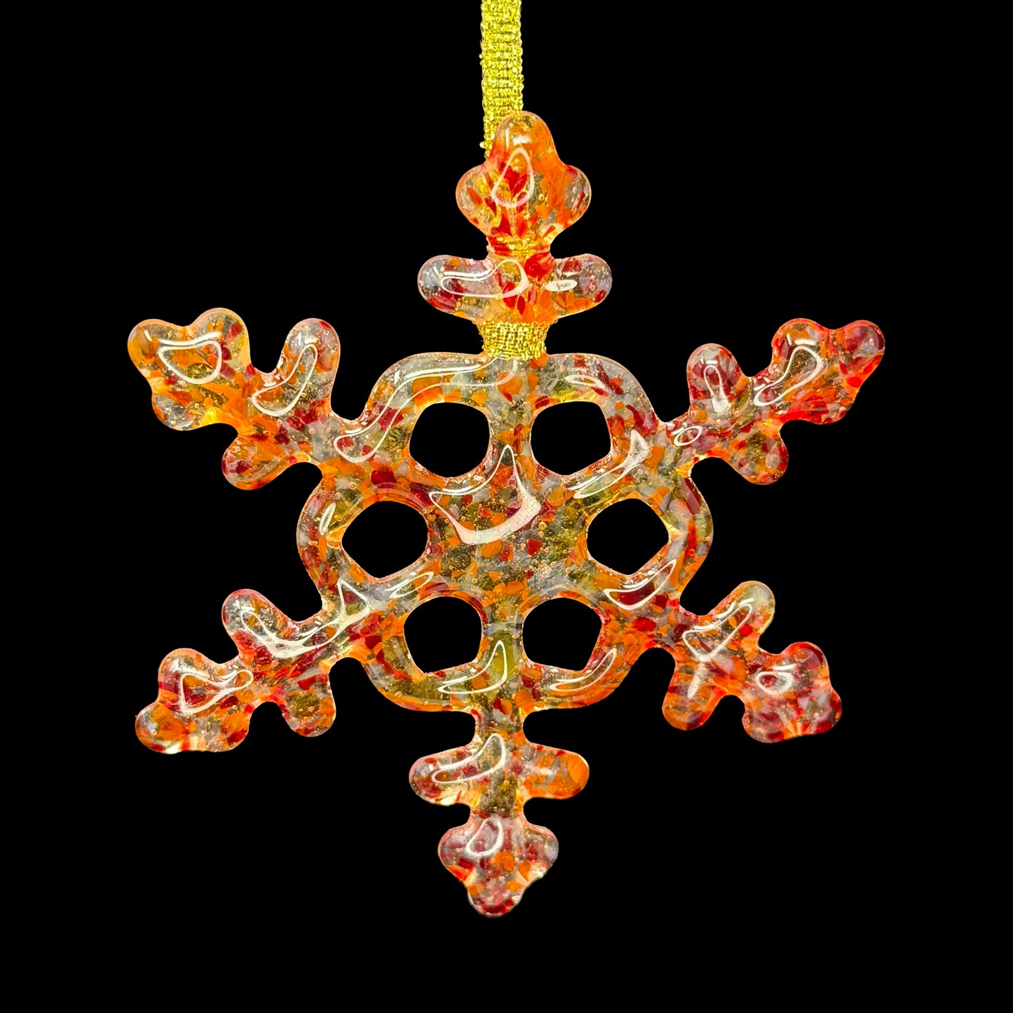 Handmade Glass Snowflake - Rim of Fire - by studioTica