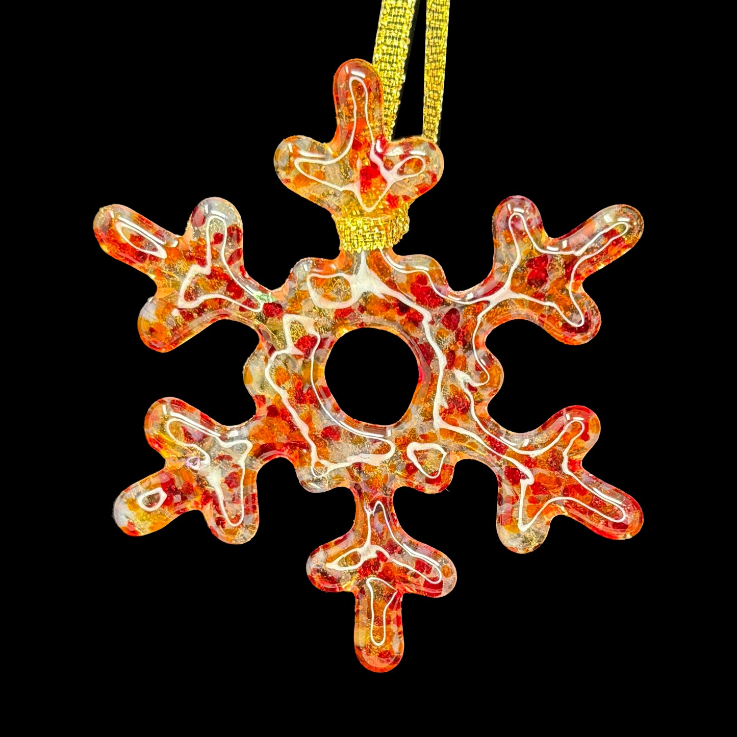 Handmade Glass Snowflake - Rim of Fire - by studioTica