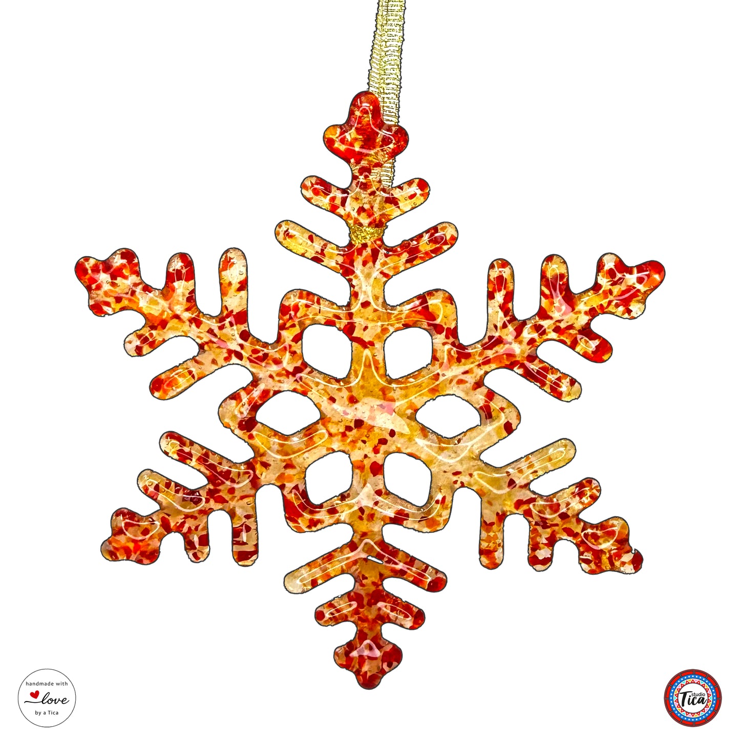 Handmade Glass Snowflake - Rim of Fire - by studioTica