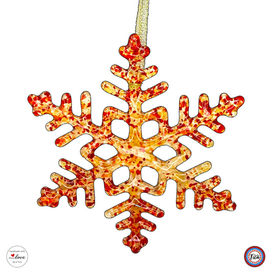 Handmade Glass Snowflake - Rim of Fire - by studioTica