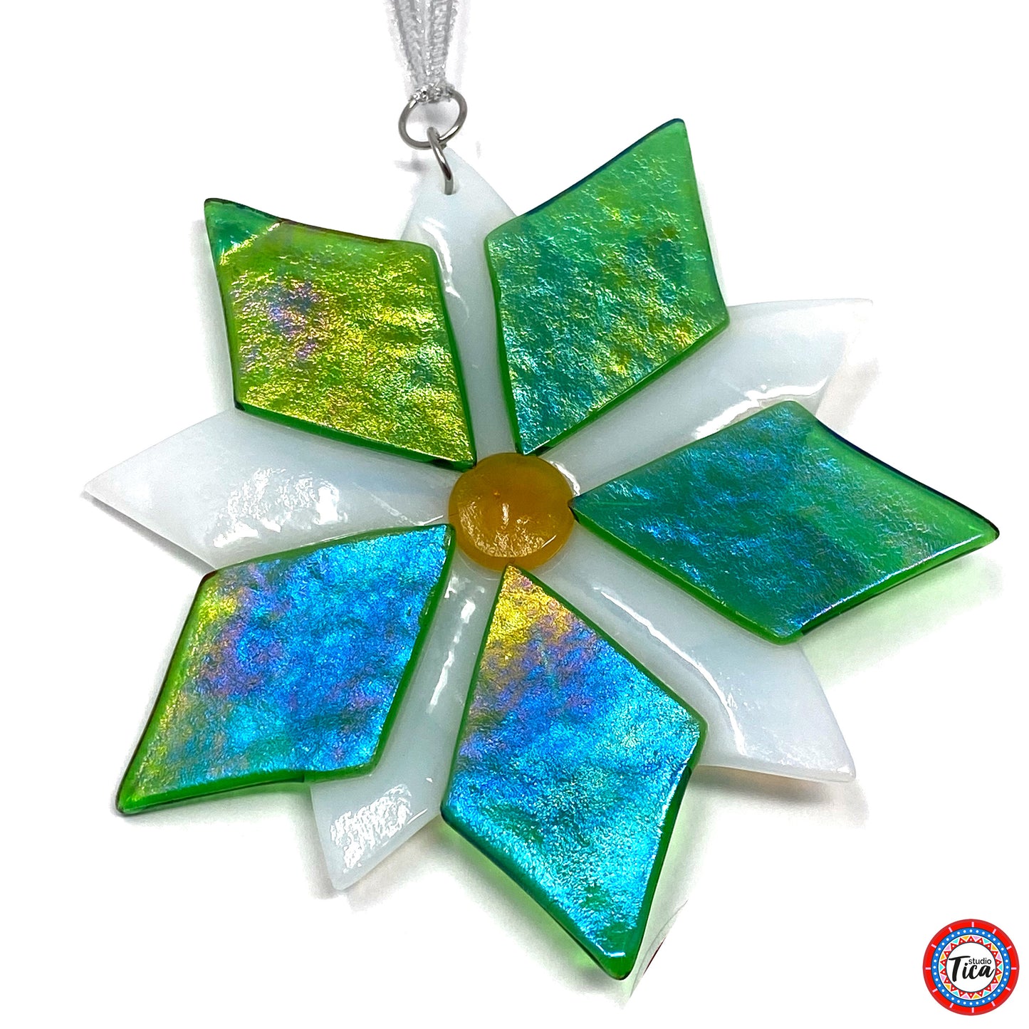 Handmade Glass Ornament - Poinsettia