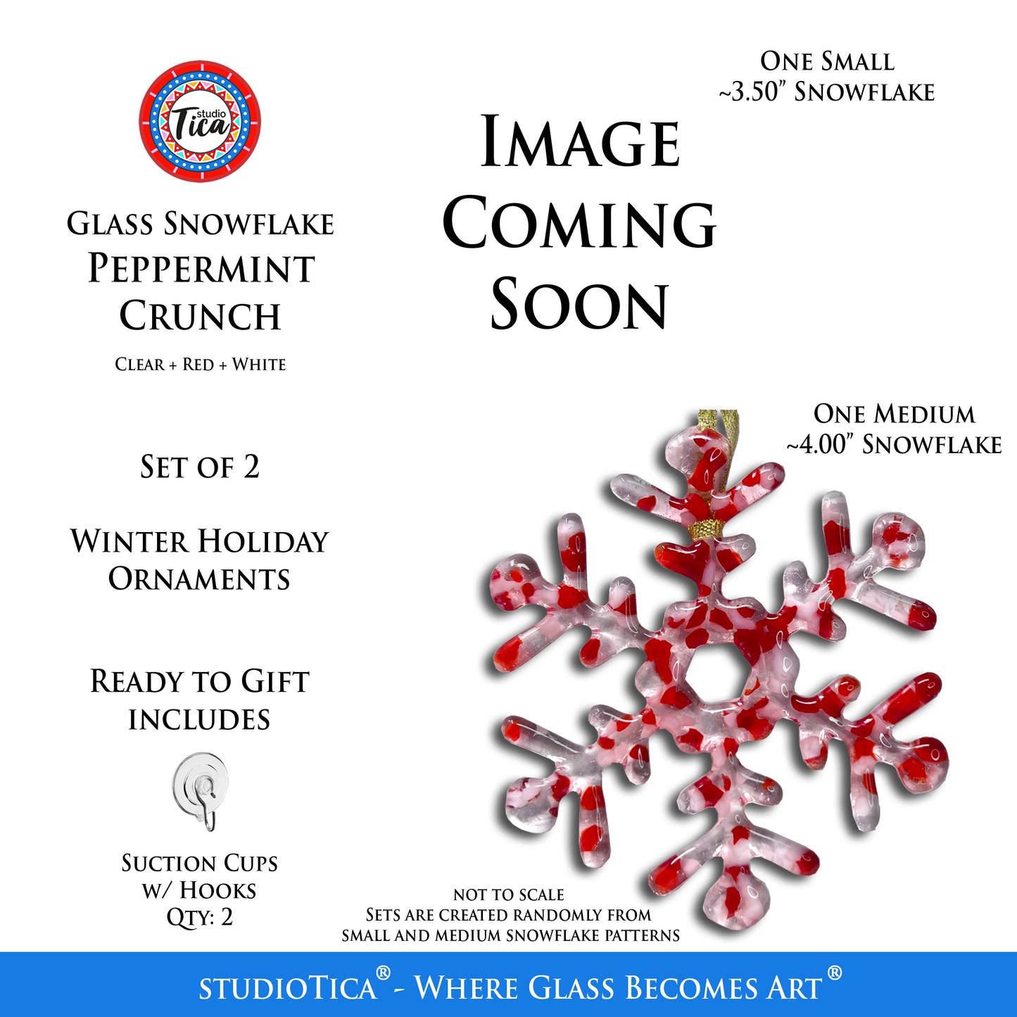 studioTica® Glass Snowflake - Peppermint Crunch