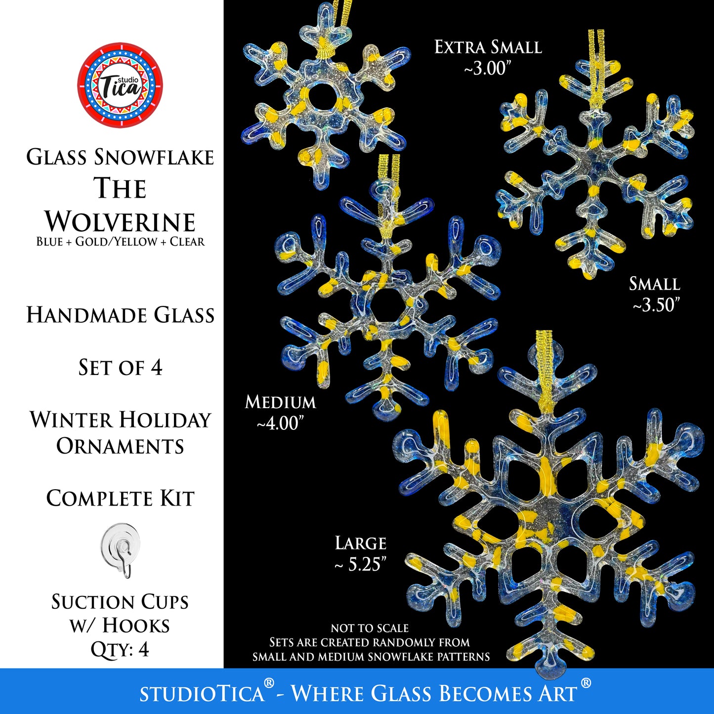 Handmade Glass Snowflake - The Wolverine - by studioTica