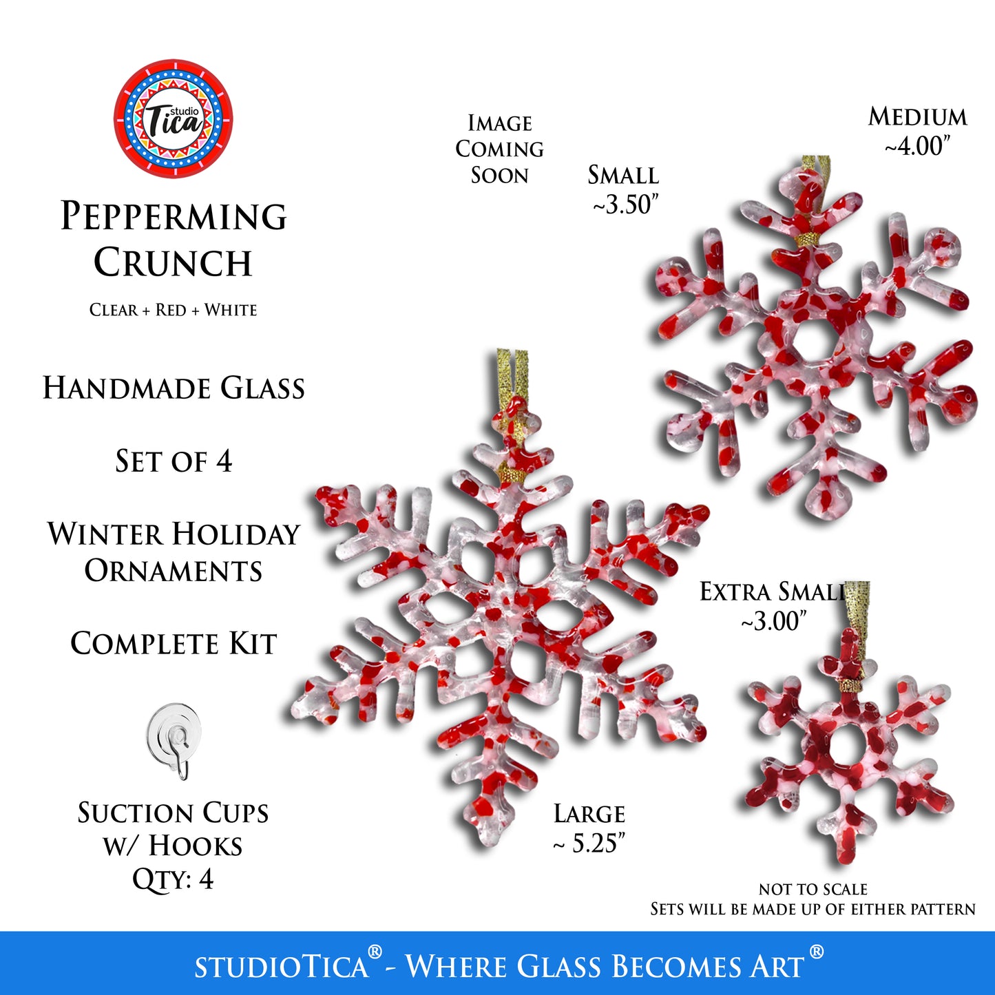 studioTica® Glass Snowflake - Peppermint Crunch