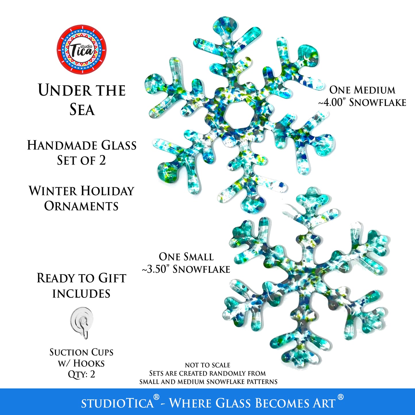 studioTica Under the Sea - Handmade Glass Snowflakes