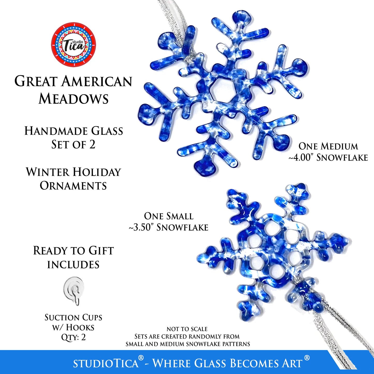 studioTica American Meadows - Handmade Glass Snowflakes