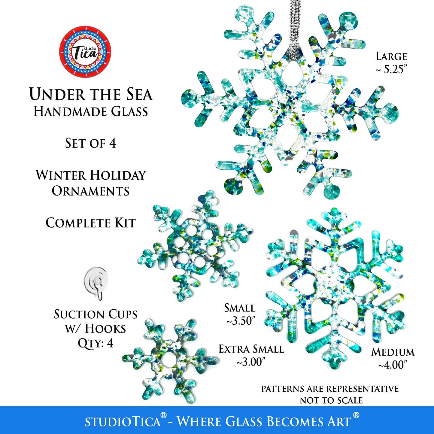 studioTica Under the Sea - Handmade Glass Snowflakes