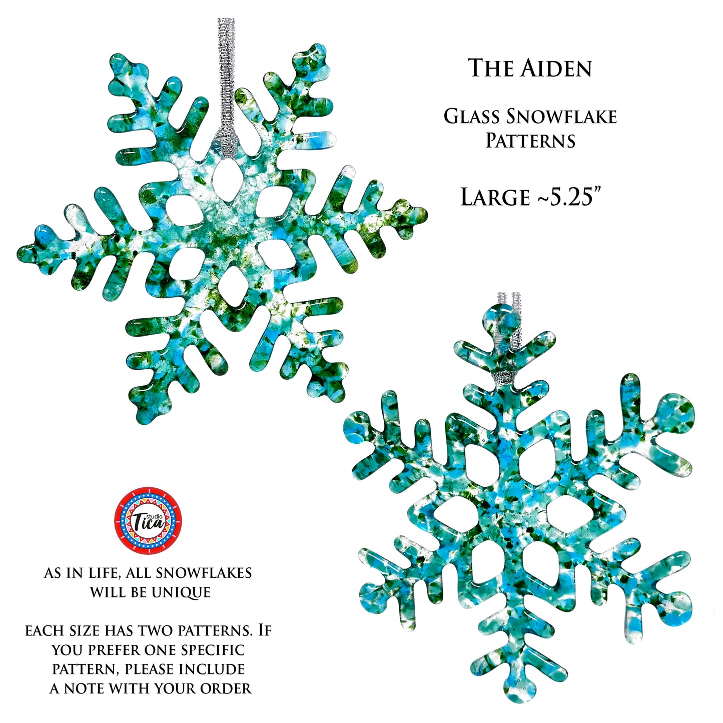 studioTica Aiden - Handmade Glass Snowflakes