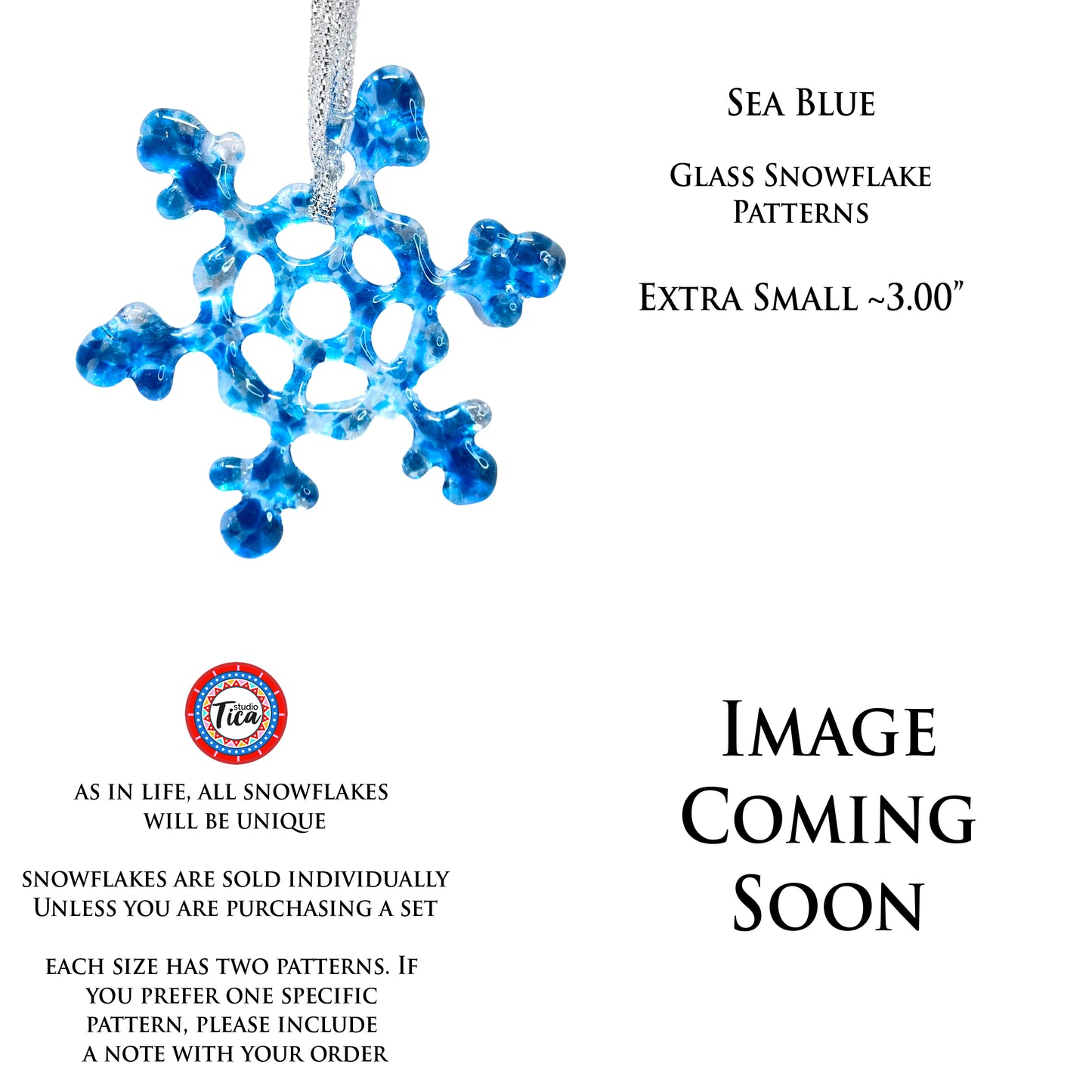 studioTica Sea Blue - Handmade Glass Snowflakes