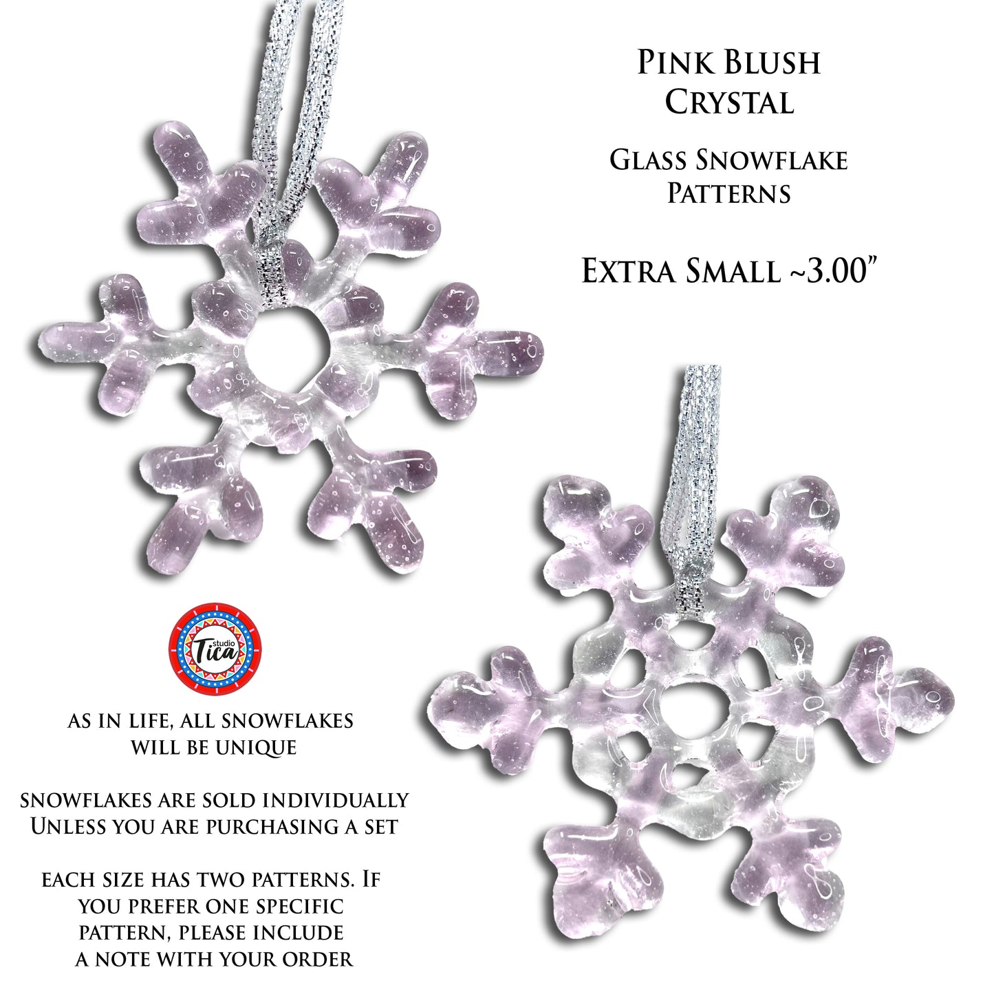 studioTica Pink Blush Crystal - Handmade Glass Snowflakes
