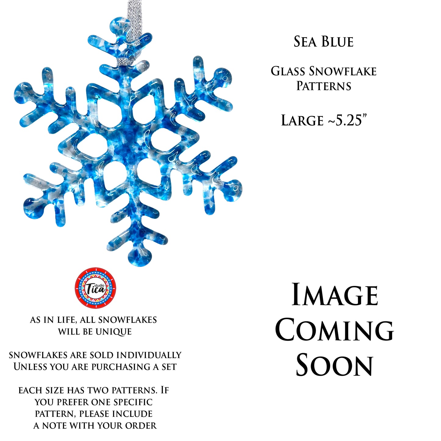 studioTica Sea Blue - Handmade Glass Snowflakes