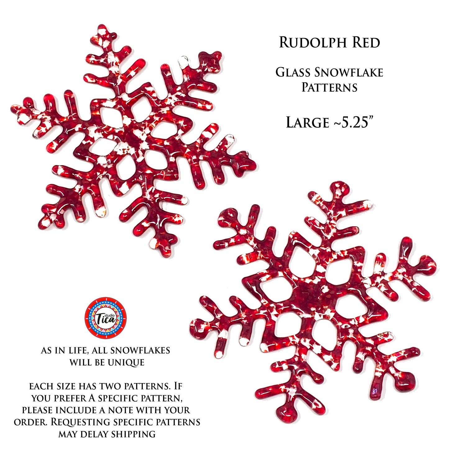 studioTica Rudolph Red - Handmade Glass Snowflakes