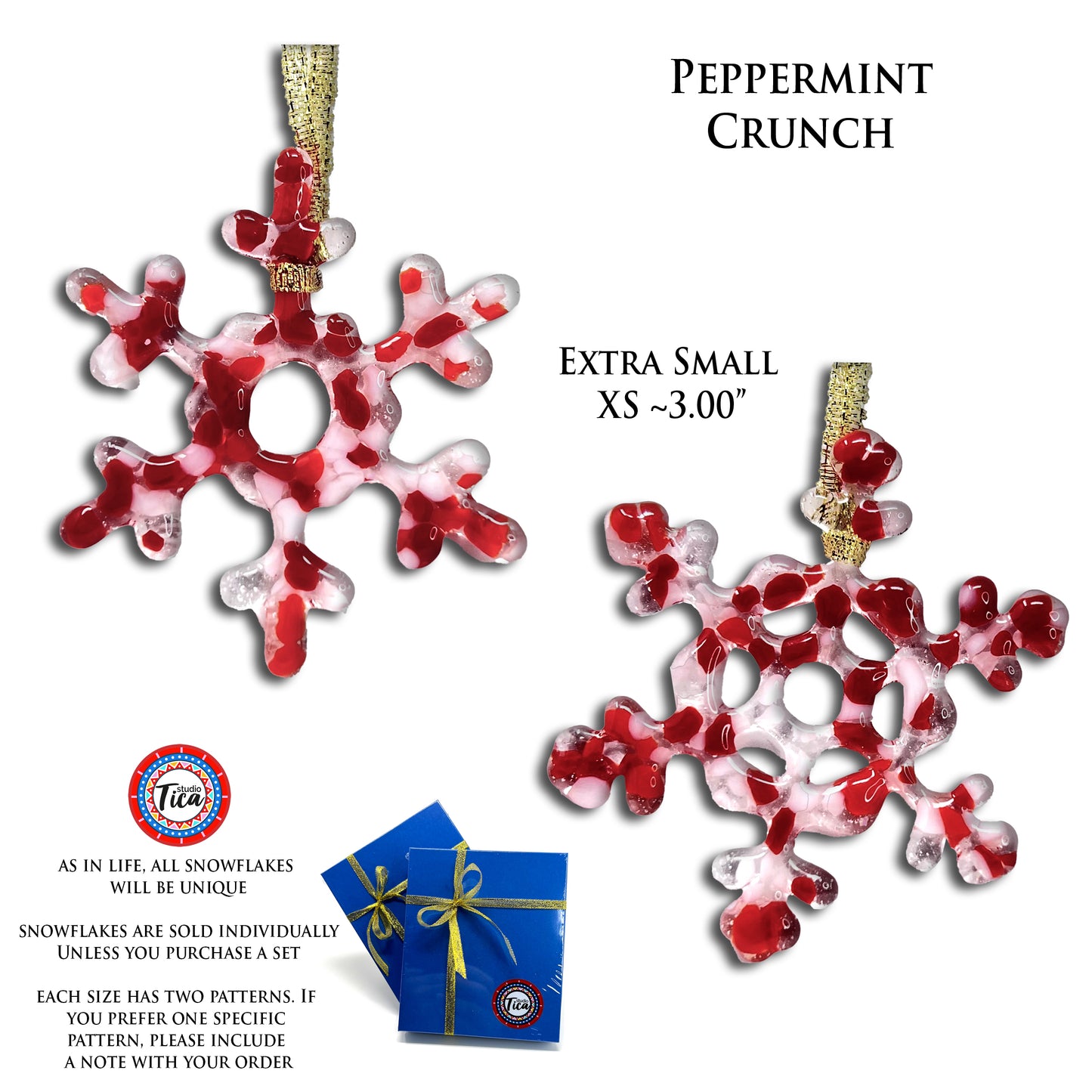 studioTica® Glass Snowflake - Peppermint Crunch