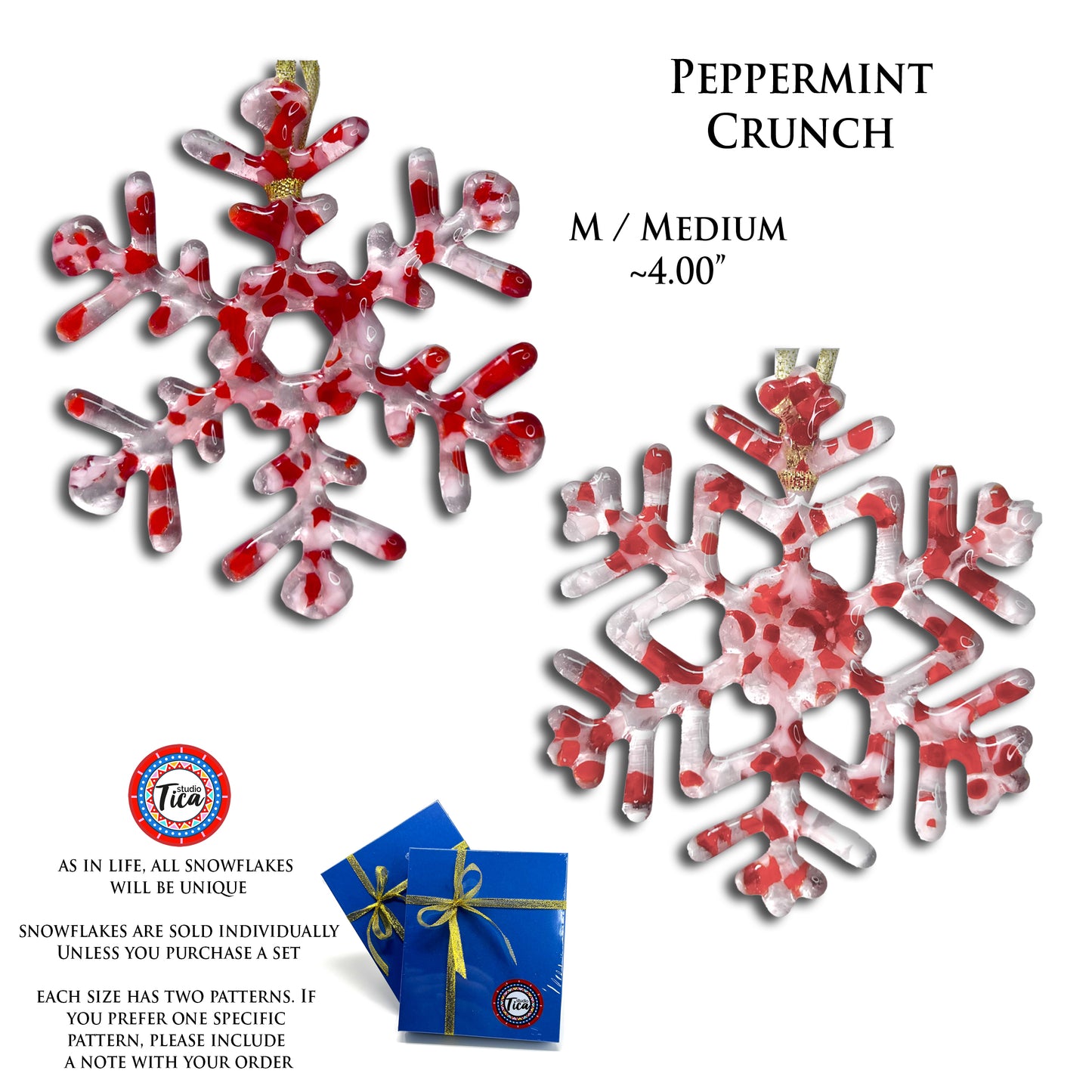 studioTica® Glass Snowflake - Peppermint Crunch