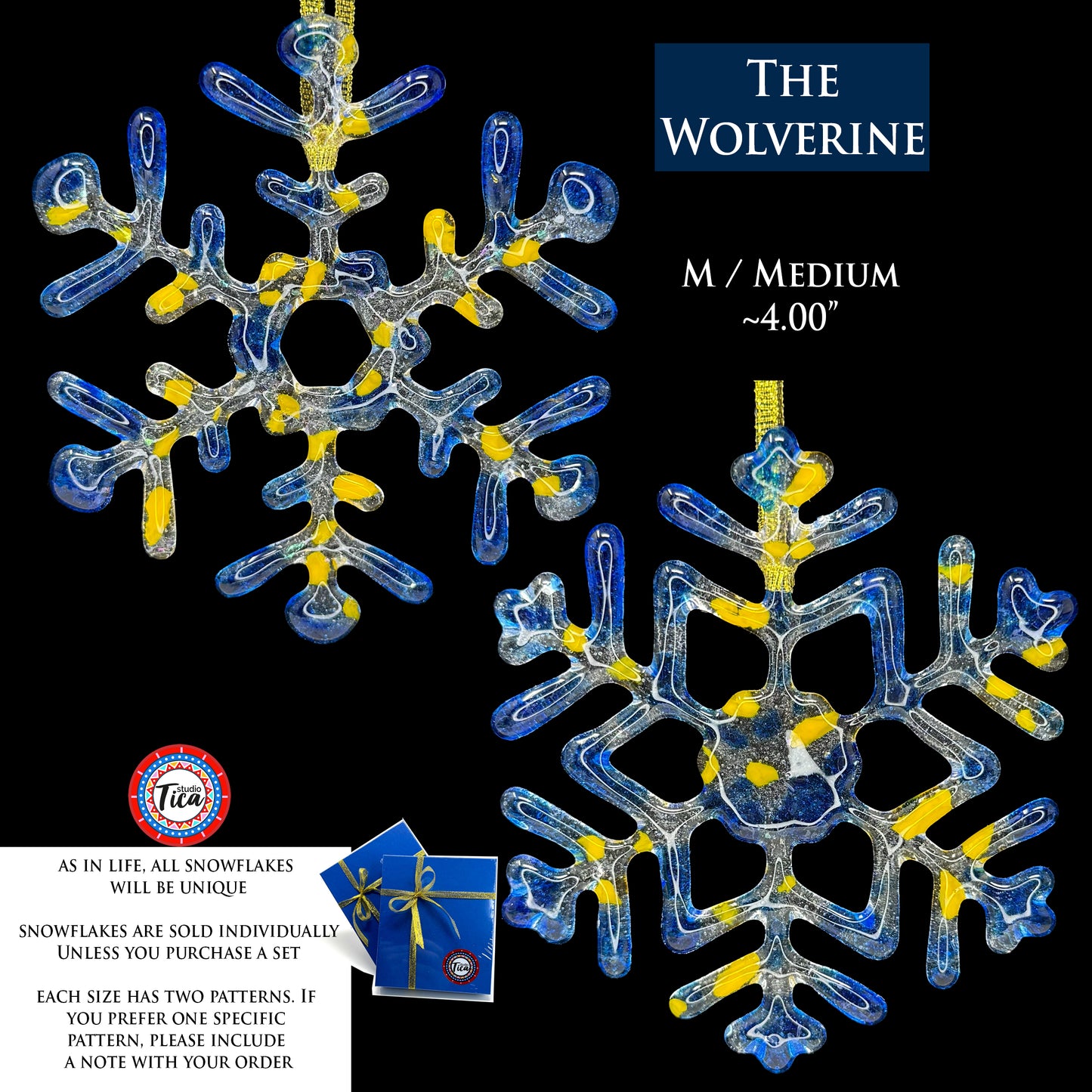 Handmade Glass Snowflake - The Wolverine - by studioTica