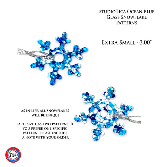 Handmade Glass Snowflake - Ocean Blue - by studioTica