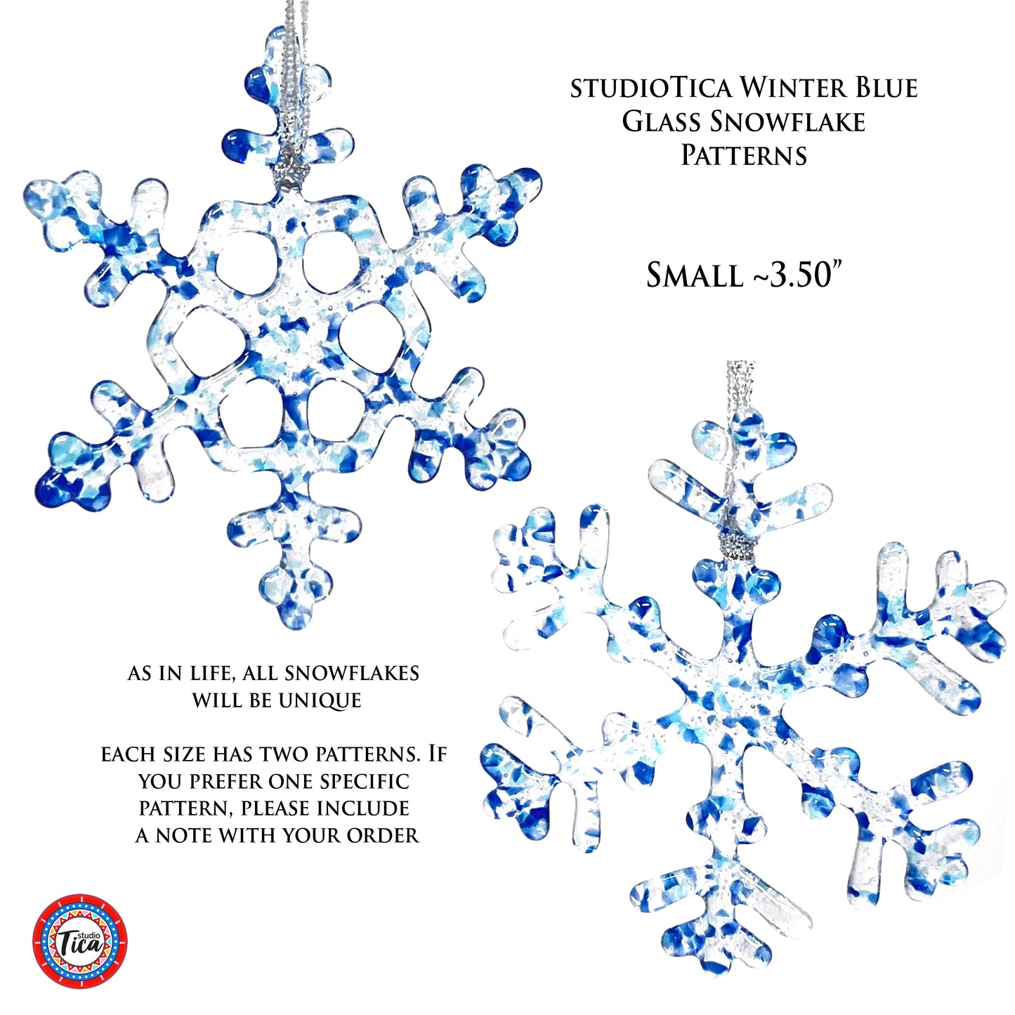 studioTica Winter Blue - Handmade Glass Snowflakes