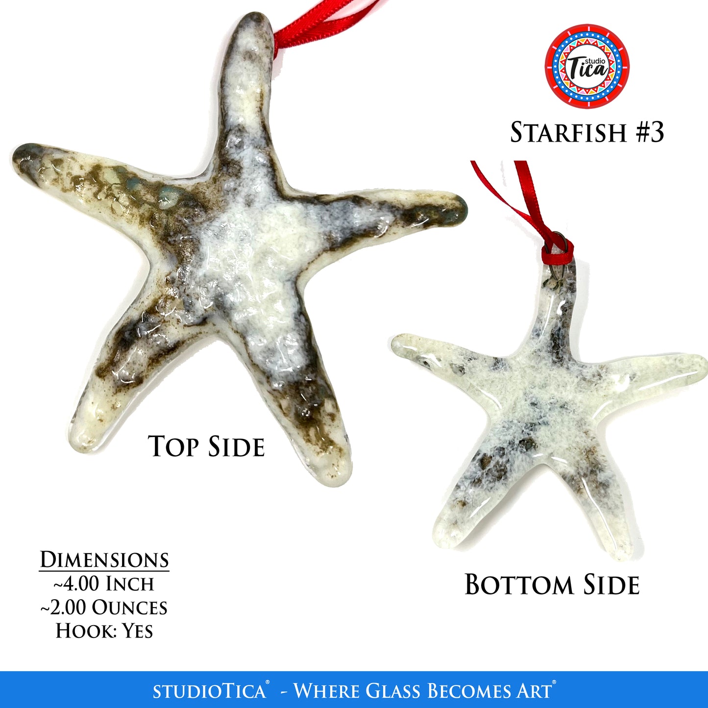 studioTica Handmade Glass Starfish - Sandy Beach