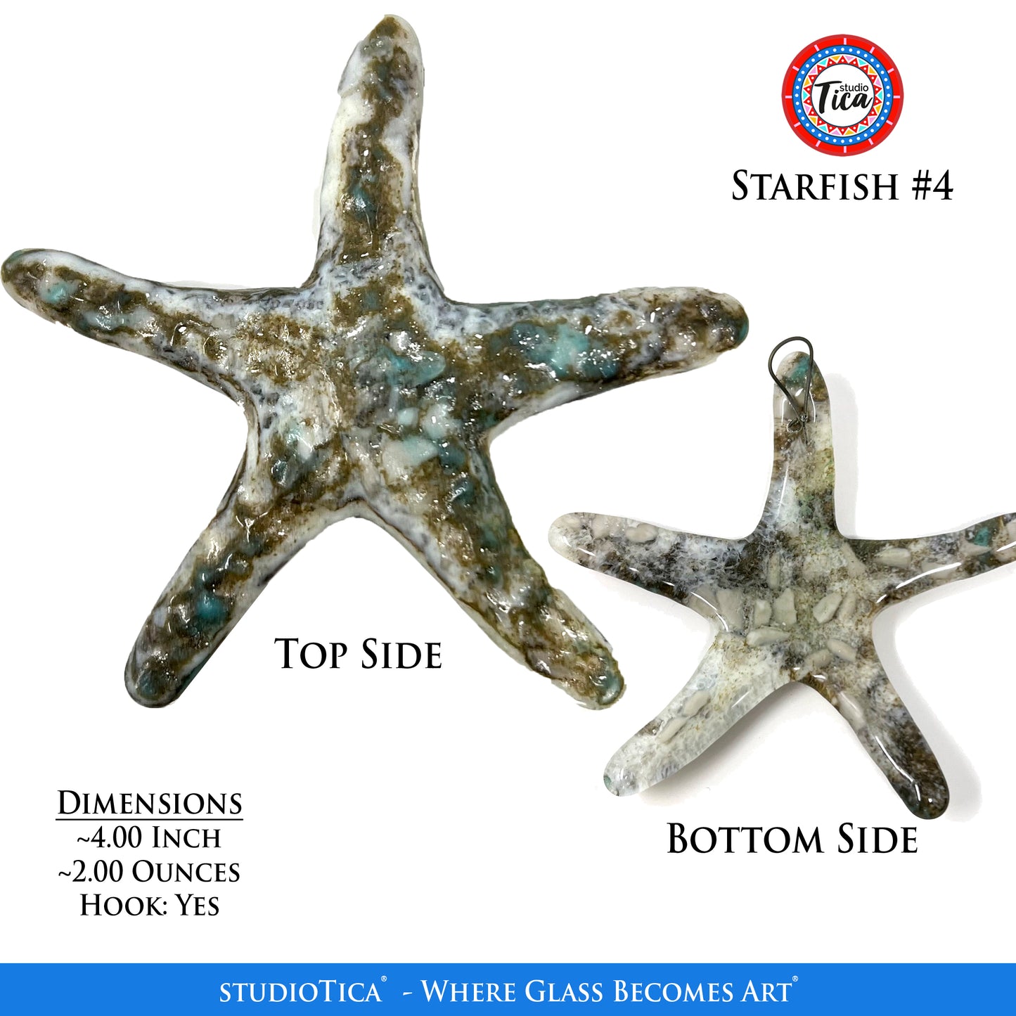 studioTica Handmade Glass Starfish - Sandy Beach