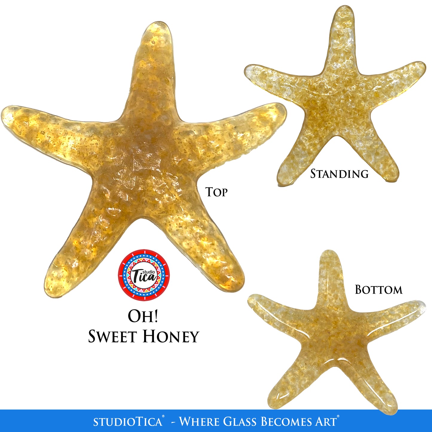 studioTica Handmade Glass Starfish - Golden Collection