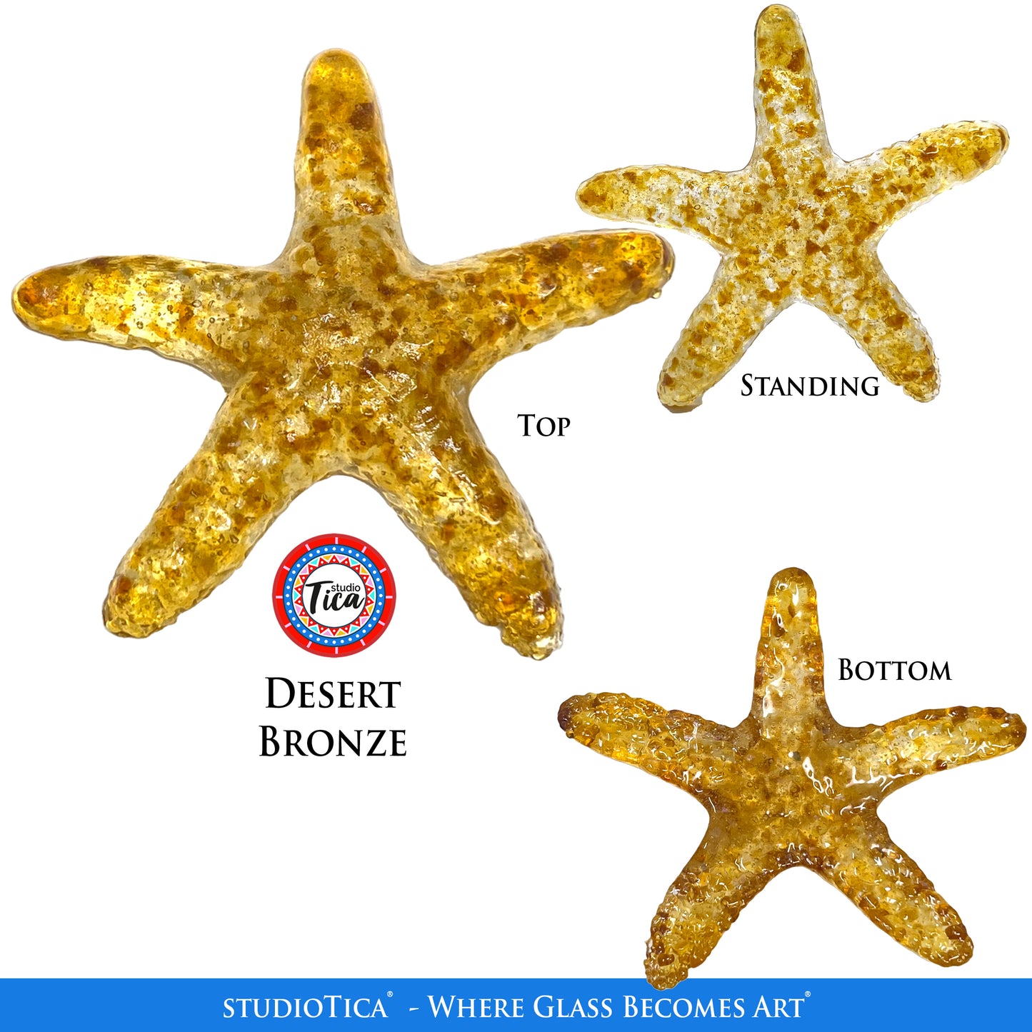 studioTica Handmade Glass Starfish - Golden Collection