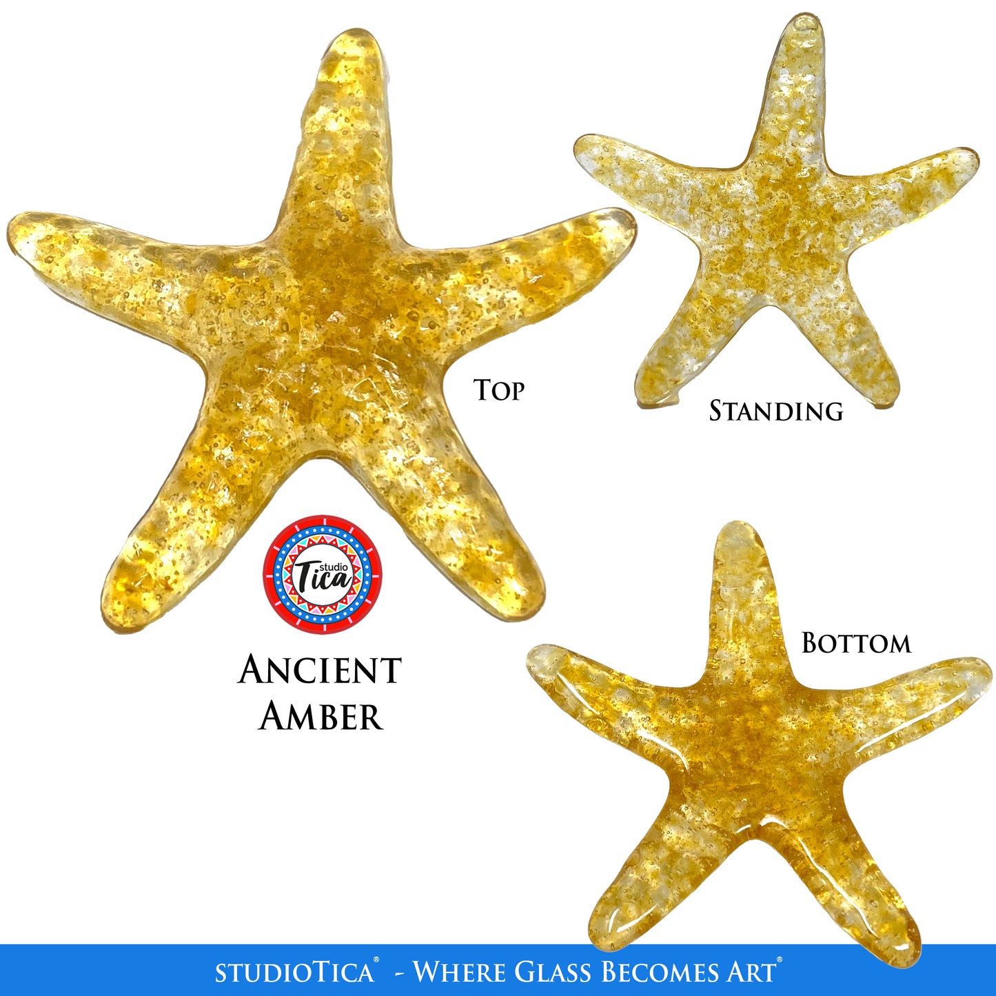 studioTica Handmade Glass Starfish - Golden Collection