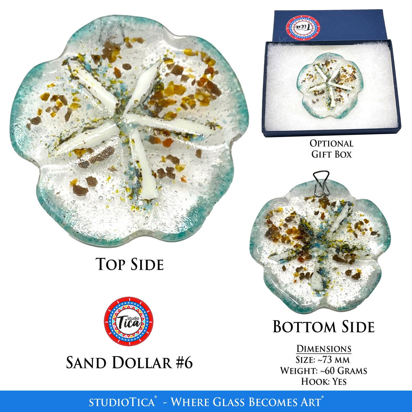 studioTica Handmade Glass Sand Dollars - Assorted Colors