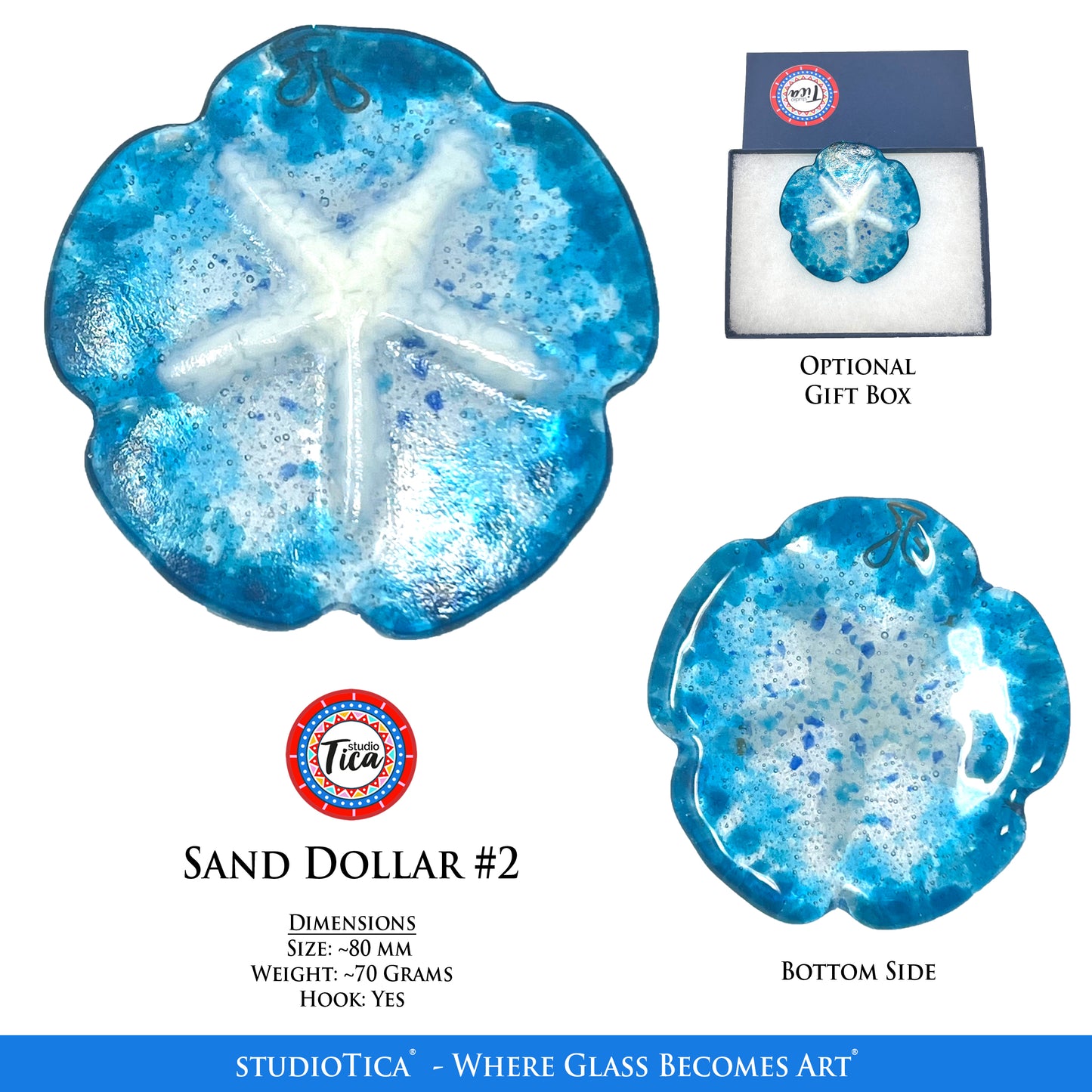 studioTica Handmade Glass Sand Dollars - Multiple Colors