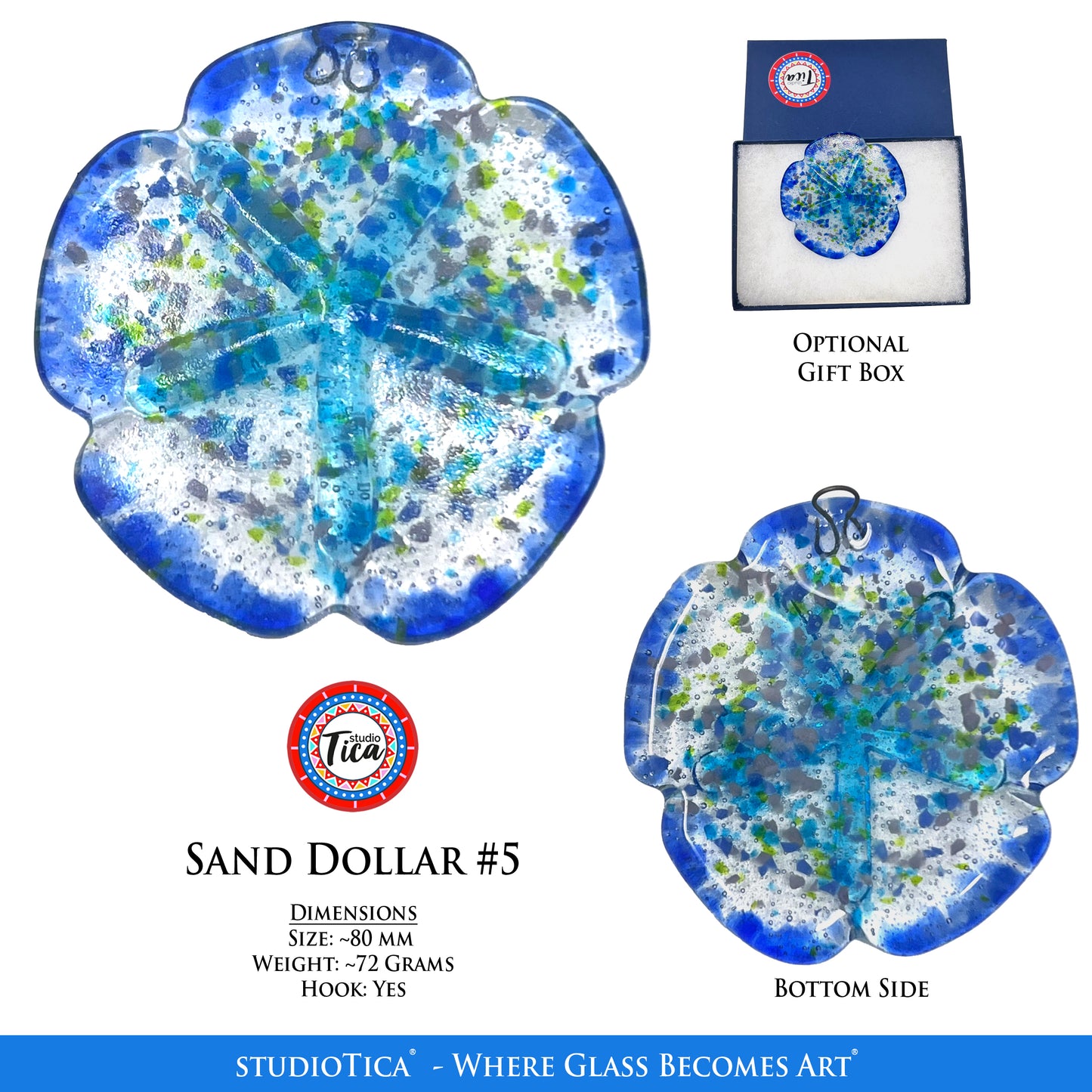 studioTica Handmade Glass Sand Dollars - Multiple Colors