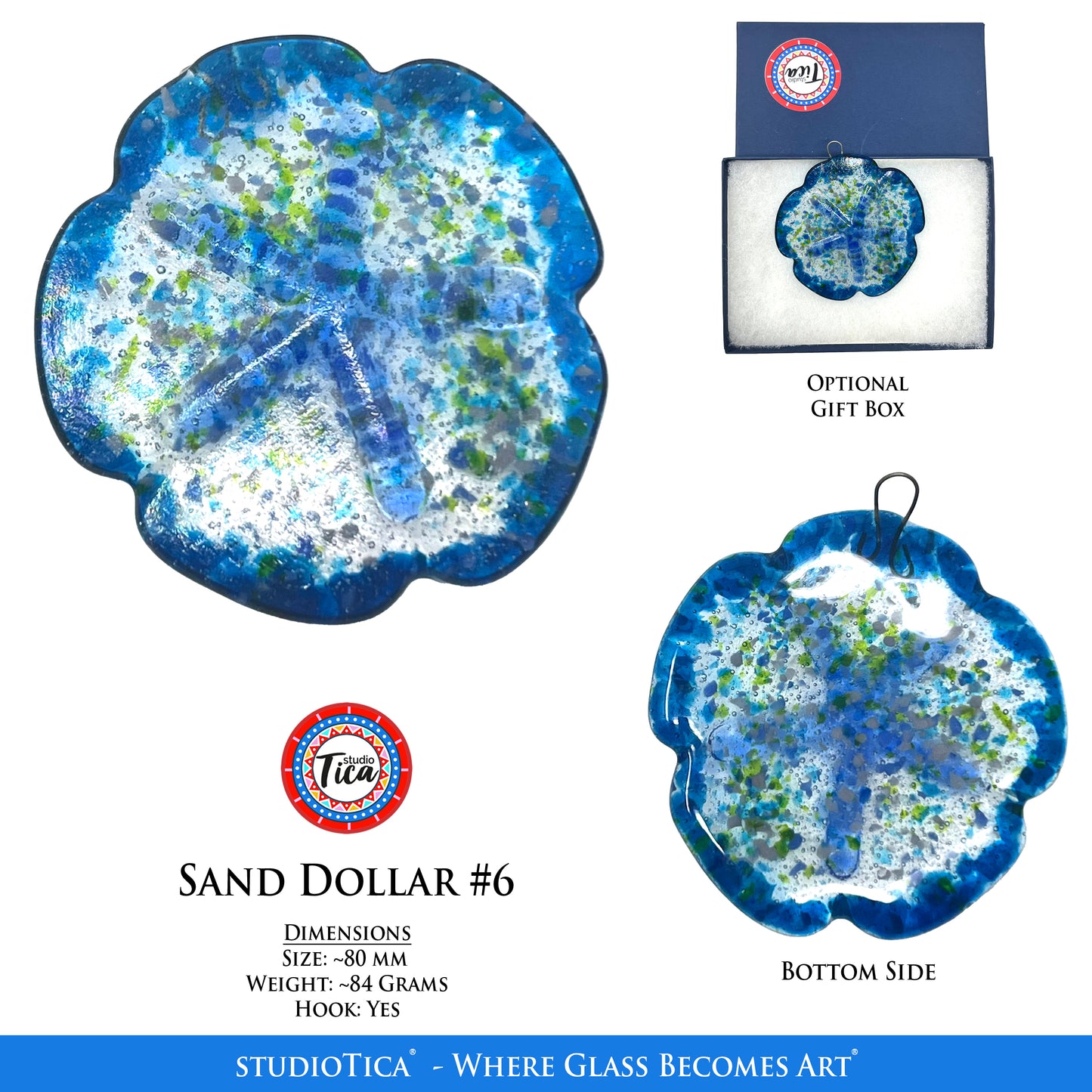 studioTica Handmade Glass Sand Dollars - Multiple Colors